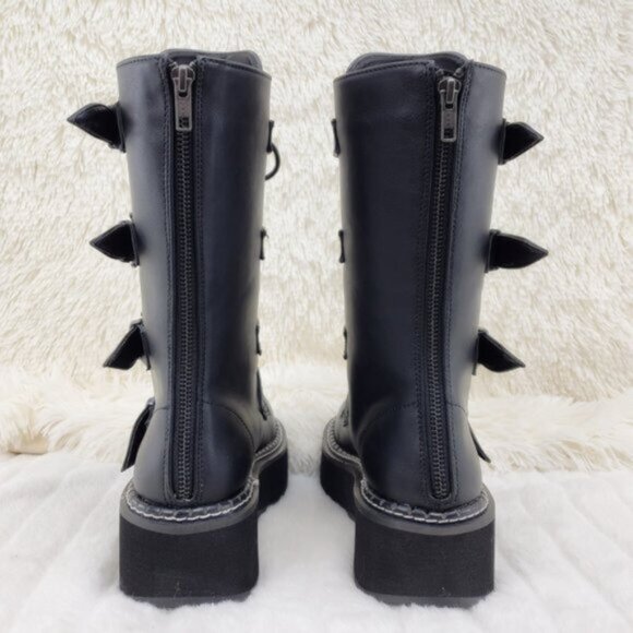 Goth Platform Combat Boots Bat Buckle Straps Emily 322 - Picture 10 of 13